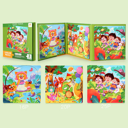 Wooden Magnetic Puzzles Book Educational Toy for Preschool Kids 8