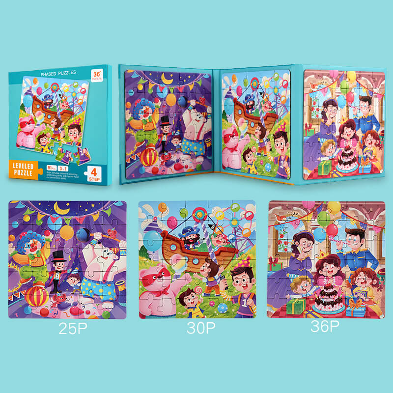 Wooden Magnetic Puzzles Book Educational Toy for Preschool Kids 9