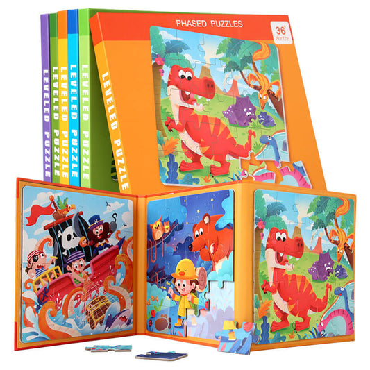 Wooden Magnetic Puzzles Book Educational Toy for Preschool Kids