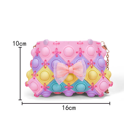 Silicone Pop It Fidget Toy Purse Sensory Bag for Kids and Adults