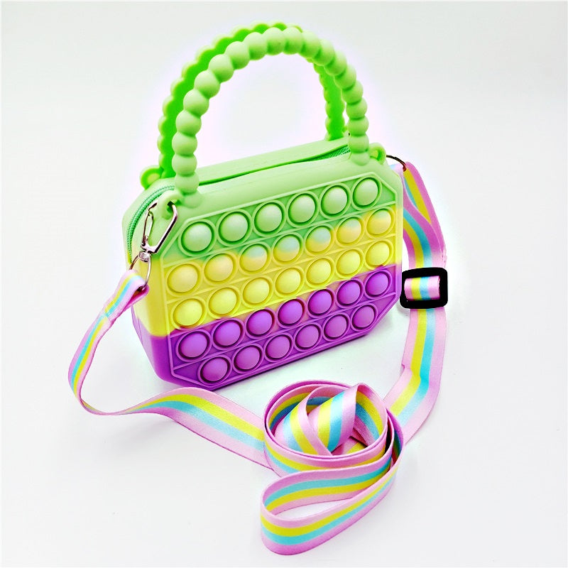 Silicone Pop It Fidget Toy Satchel Bag with Strap 16.5x14.5cm 6