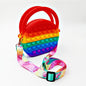 Silicone Pop It Fidget Toy Satchel Bag with Strap 16.5x14.5cm 10