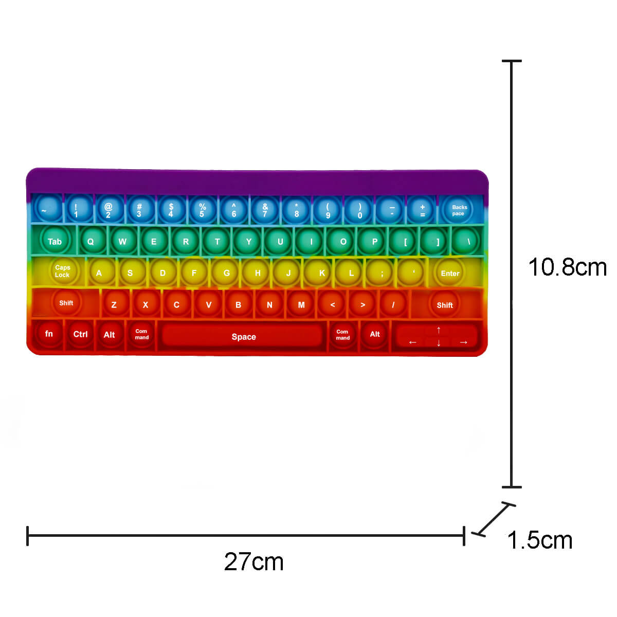 Silicone Pop Tubes Sensory Fidget Toy Keyboard 27x10.8cm 4