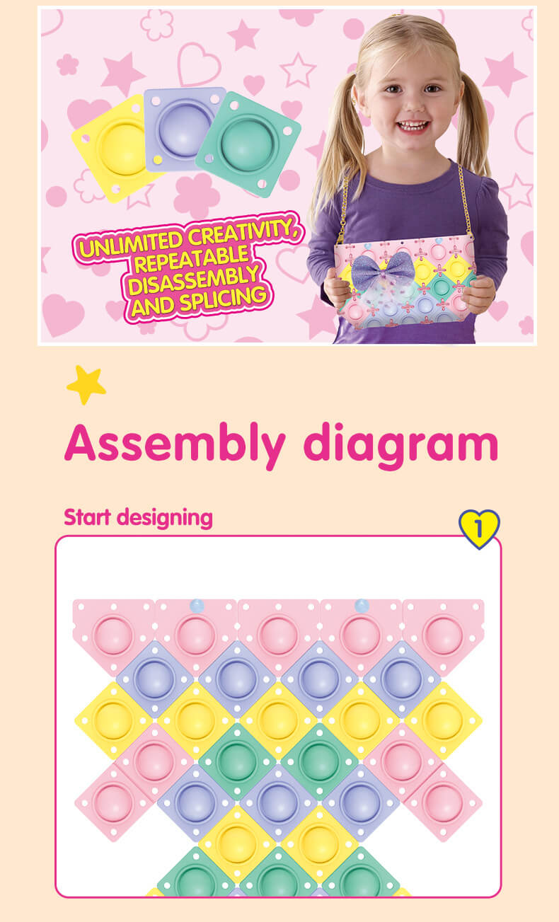 Silicone Pop It Fidget Toy DIY Bag Sensory Creative Play 7