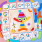 Wooden Building Blocks Puzzle Toy with Rainbow Pieces and Cards