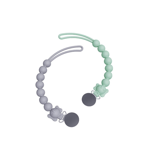 Silicone Baby Teether Pacifier Clip Chain with Stainless Steel Clip