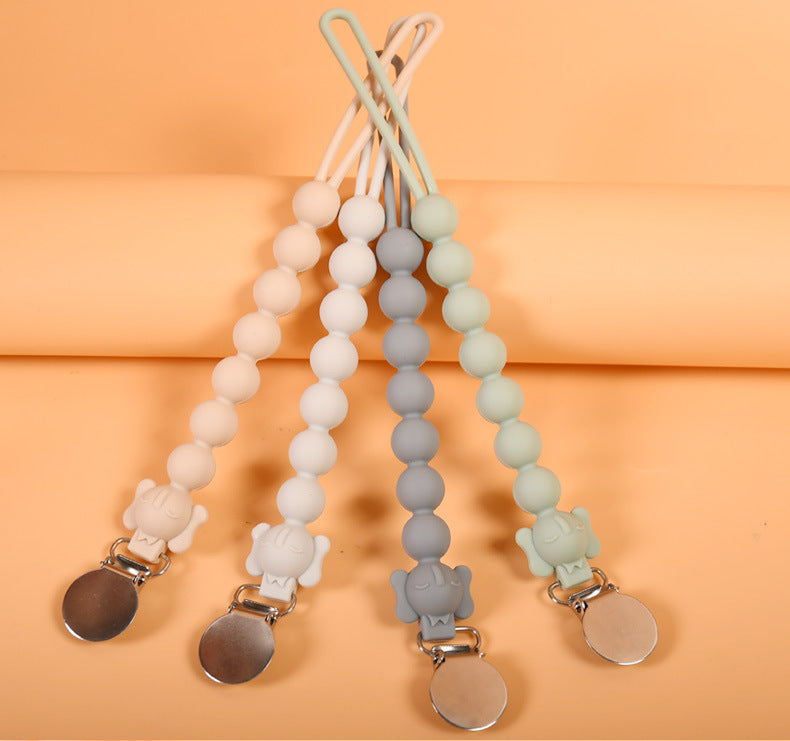 Silicone Baby Teether Pacifier Clip Chain with Stainless Steel Clip 4