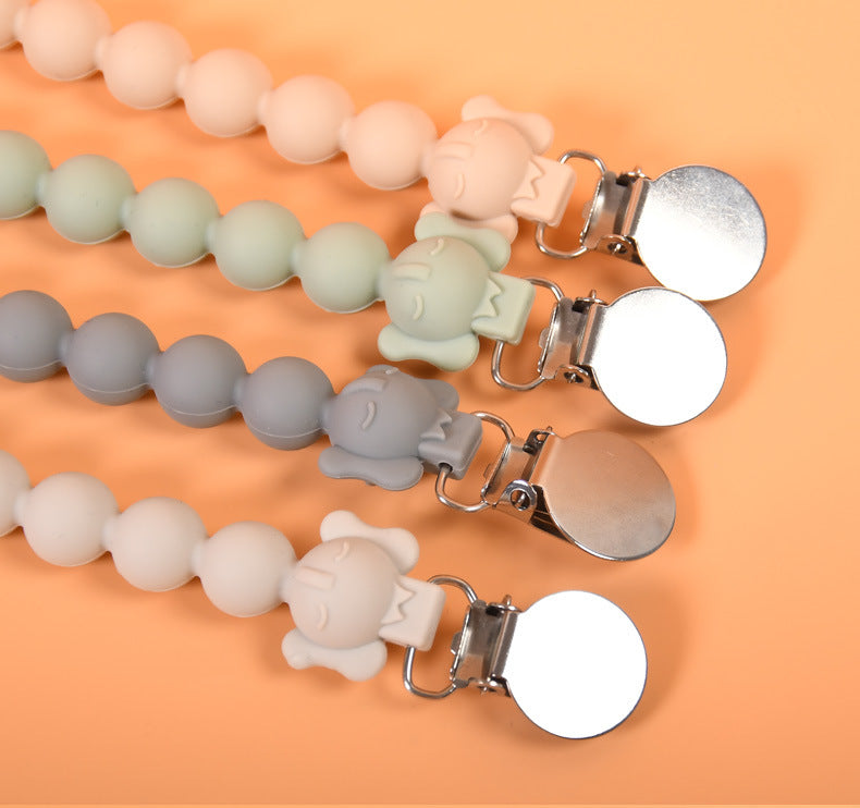 Silicone Baby Teether Pacifier Clip Chain with Stainless Steel Clip 3