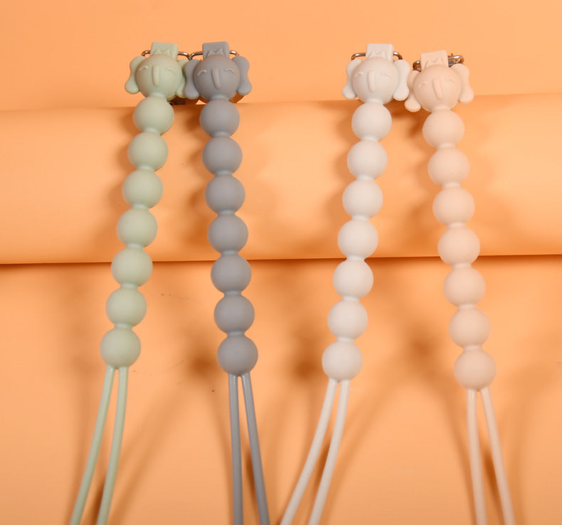 Silicone Baby Teether Pacifier Clip Chain with Stainless Steel Clip 2