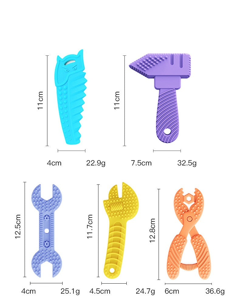 Silicone Teether Tool Set Hammer Wrench Pliers Chew Toy for Baby 7