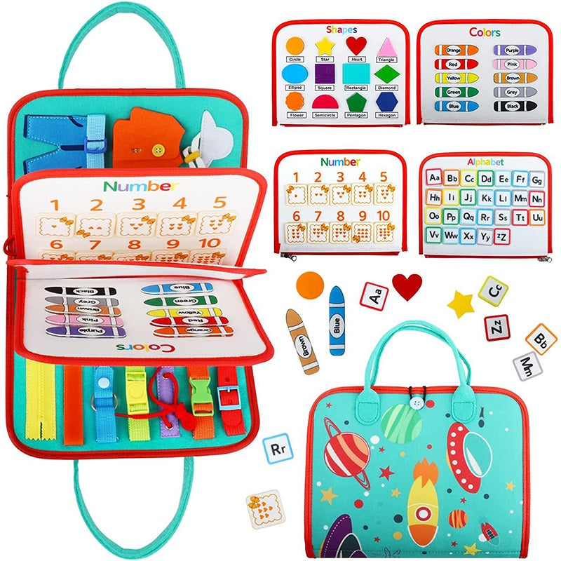 Space Theme Montessori Busy Board Educational Toy for Toddlers 2