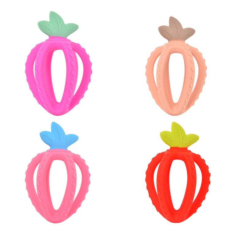 Silicone Strawberry Teething Toy Baby Teether for 3 Months and Up