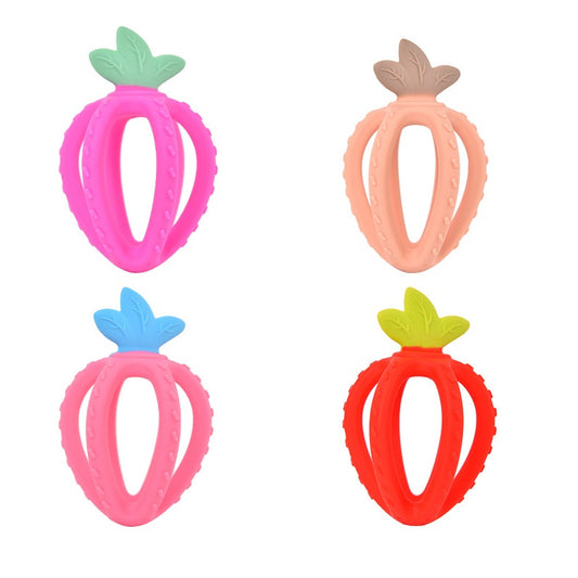 Silicone Strawberry Teething Toy Baby Teether for 3 Months and Up