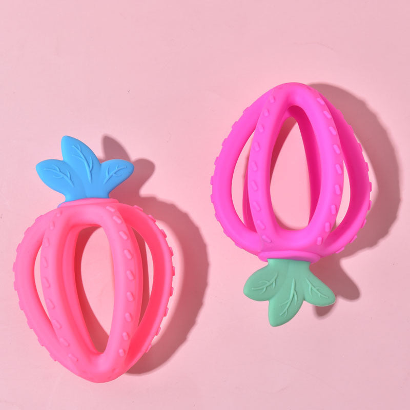 Silicone Strawberry Teething Toy Baby Teether for 3 Months and Up 4