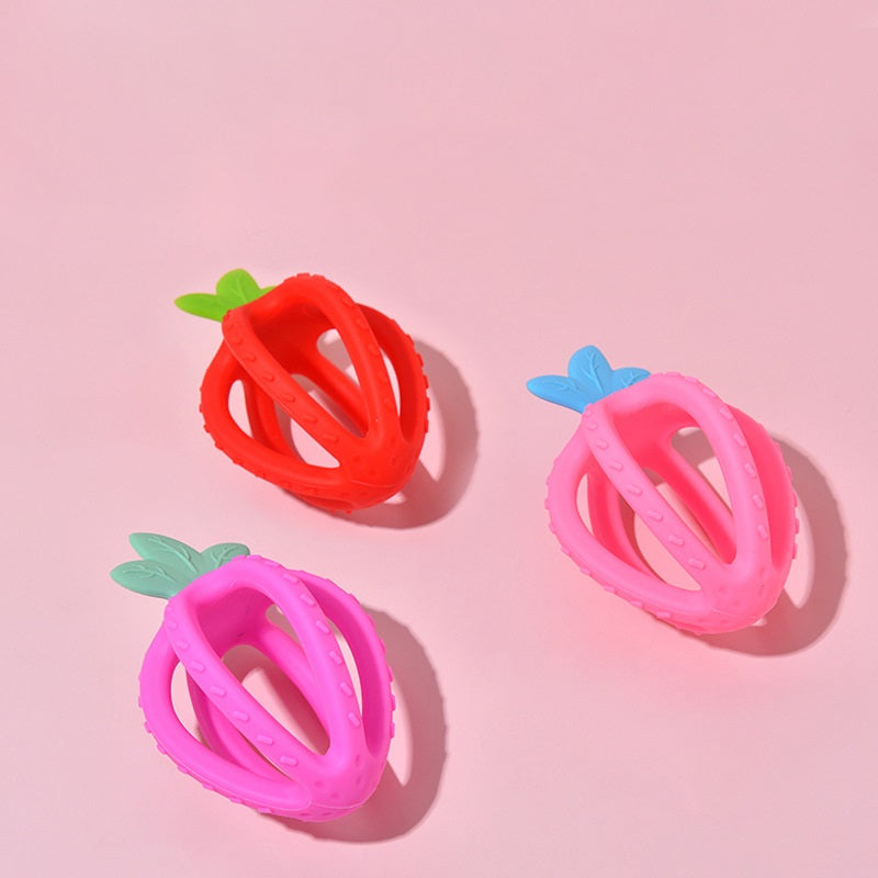 Silicone Strawberry Teething Toy Baby Teether for 3 Months and Up 3