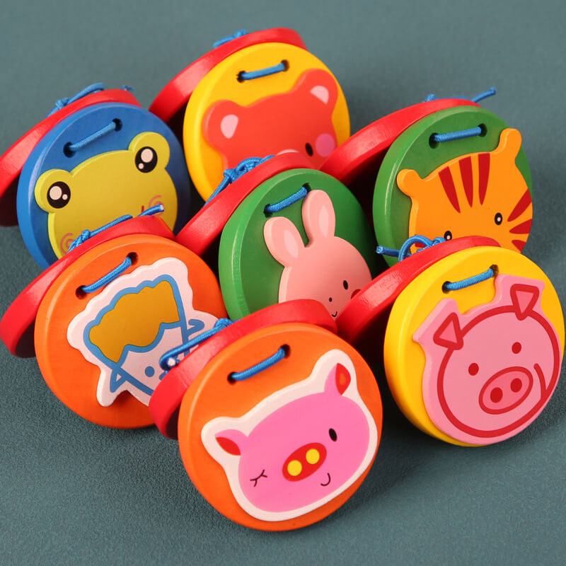 Wooden Castanets Kids Musical Instrument Educational Toy 2