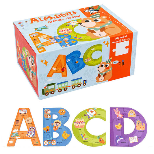 Alphabet Animal Wooden Puzzle Educational Toy for Kids