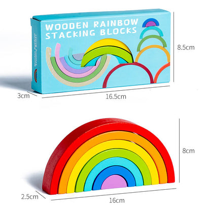 Wooden Rainbow Building Blocks Educational Toy for Kids 12