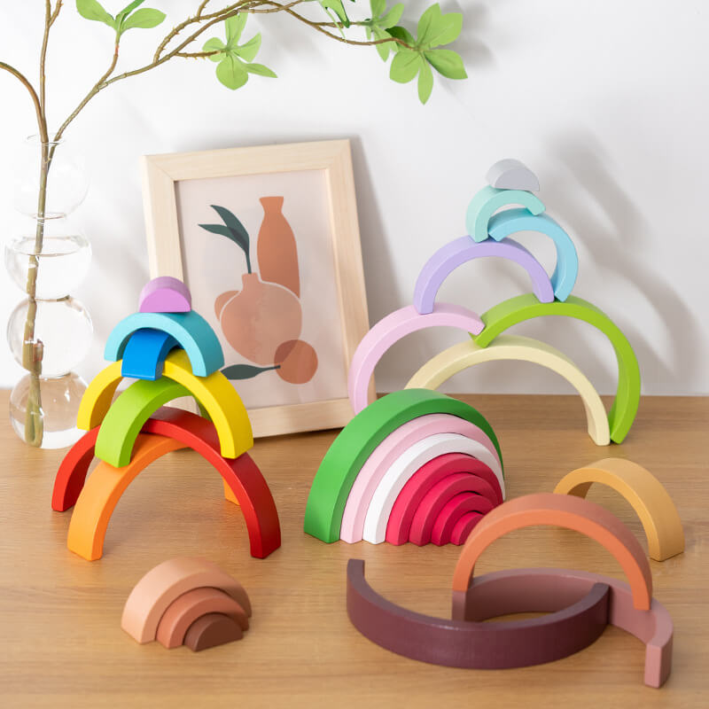 Wooden Rainbow Building Blocks Educational Toy for Kids 3