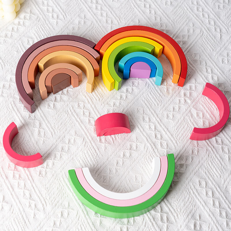 Wooden Rainbow Building Blocks Educational Toy for Kids 2