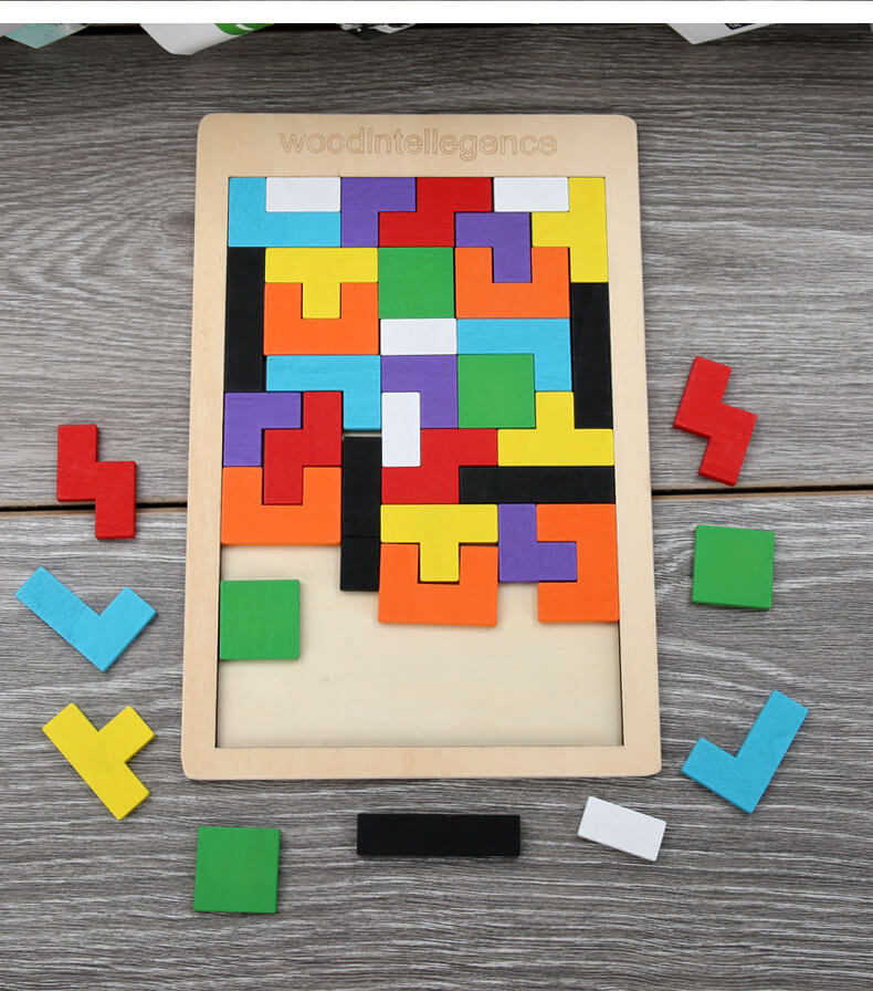 Wooden Tetris Puzzle Educational Toy for Kids 4