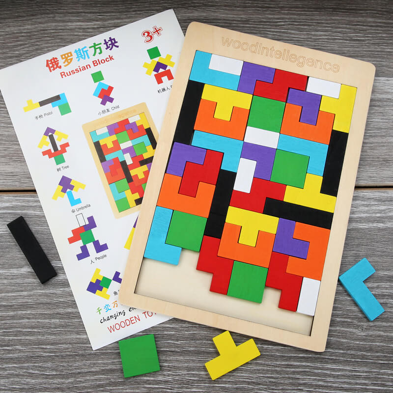 Wooden Tetris Puzzle Educational Toy for Kids 2