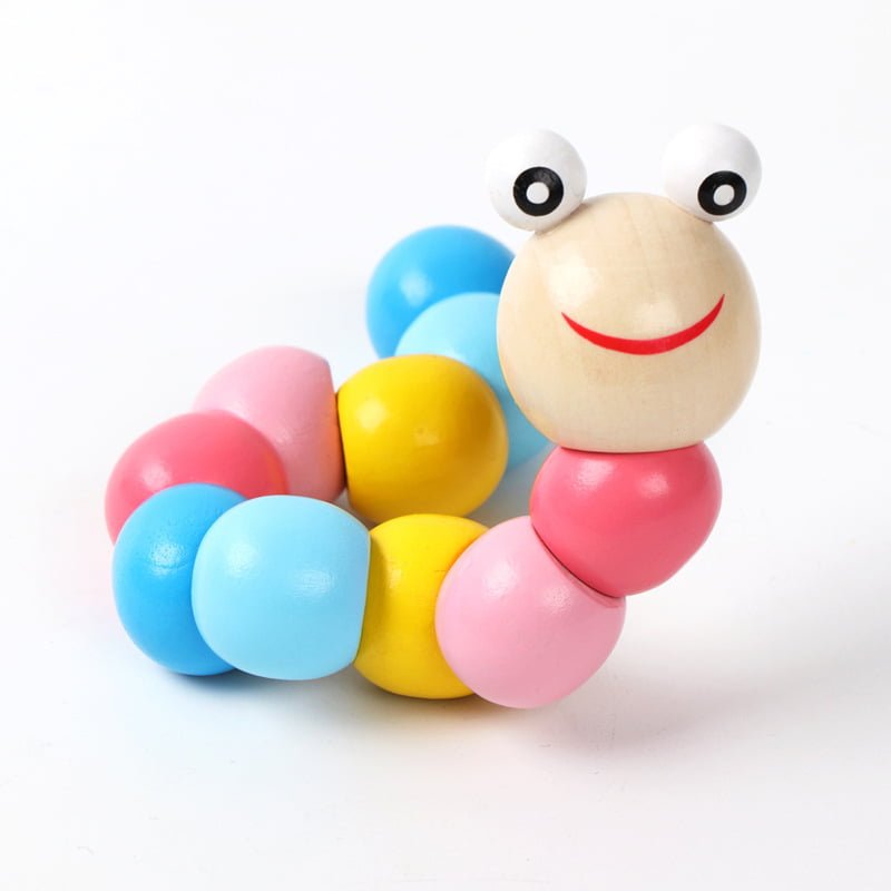 Wooden Caterpillar Twist Building Blocks Educational Toy for Baby 7