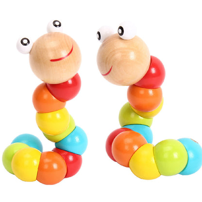Wooden Caterpillar Twist Building Blocks Educational Toy for Baby 4