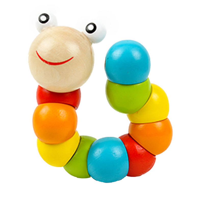 Wooden Caterpillar Twist Building Blocks Educational Toy for Baby 2