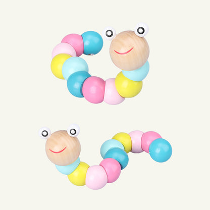 Wooden Caterpillar Twist Building Blocks Educational Toy for Baby 5