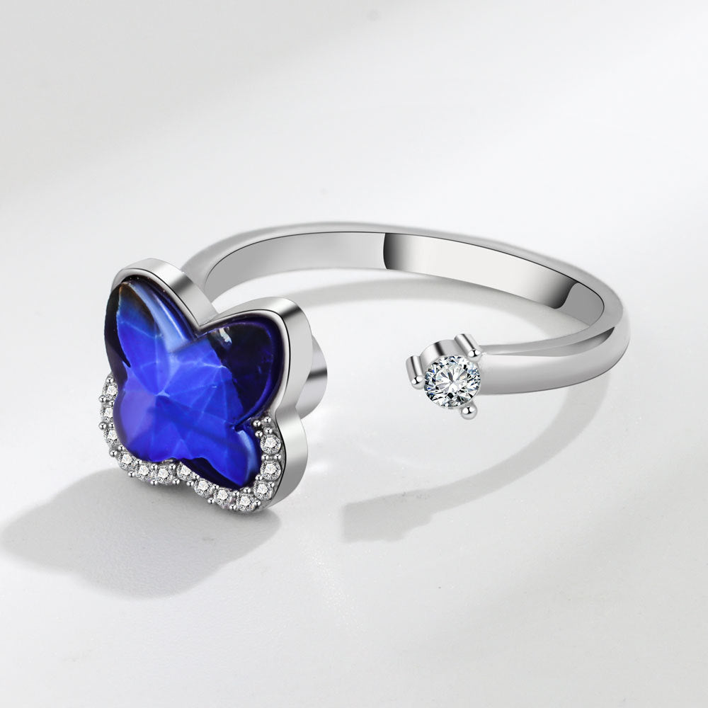 Adjustable Zircon Butterfly Anxiety Fidget Ring for Women US Size 7 3