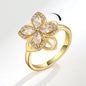 Zircon Flower Fidget Ring Adjustable Spinner for Women Size 8