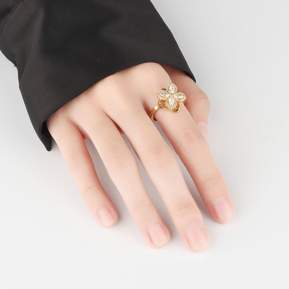 Zircon Flower Fidget Ring Adjustable Spinner for Women Size 8 2