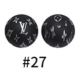 50pcs 15mm LV Silicone Beads Printed Design 10