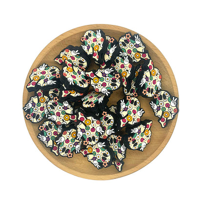 20pcs Silicone Focal Beads Halloween Daisy Ghost Peace Sign Pose 2