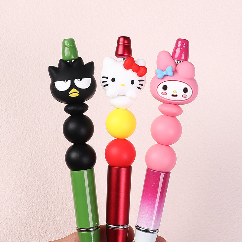 20Pcs Silicone 3D Focal Beads White Cat Round Head with Bow and Pink Rabbit Hood 8