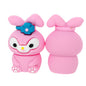 Silicone 3D Focal Beads Sitting Pink Bunny With Blue Flower Crown