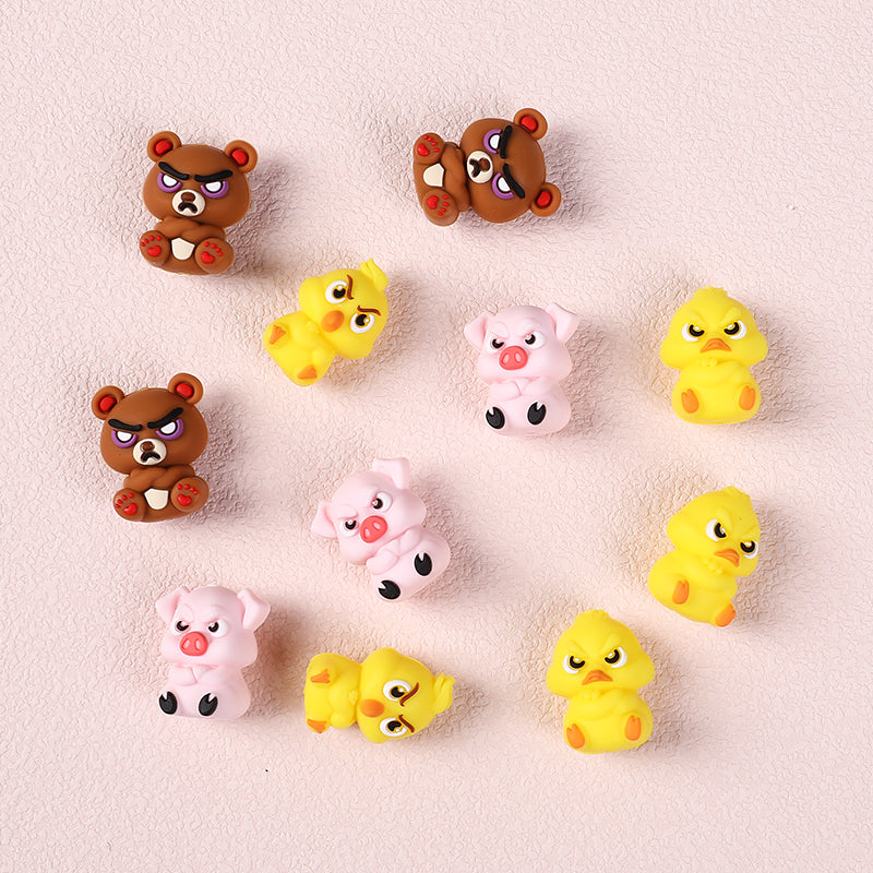 Silicone 3D Focal Beads Angry Animal Front Facing 7