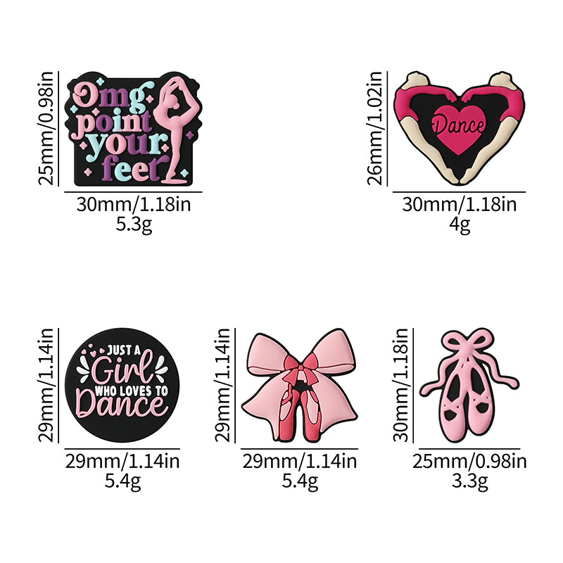 20Pcs Silicone Focal Beads Dance Theme Stand on Tiptoe Design 10