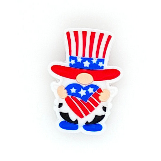 20pcs Silicone Focal Beads Independent Day US Flag Hearts Design 7