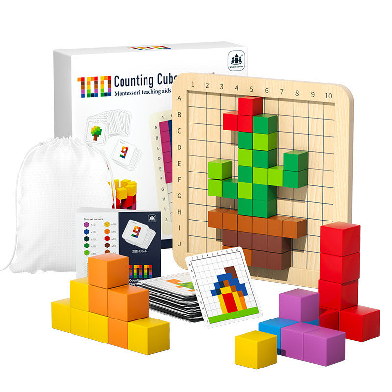Wooden Building Blocks Educational Puzzle Montessori Toy 23.5cm