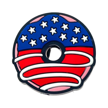 20pcs Silicone Focal Beads Independence Day US Doughnut Design