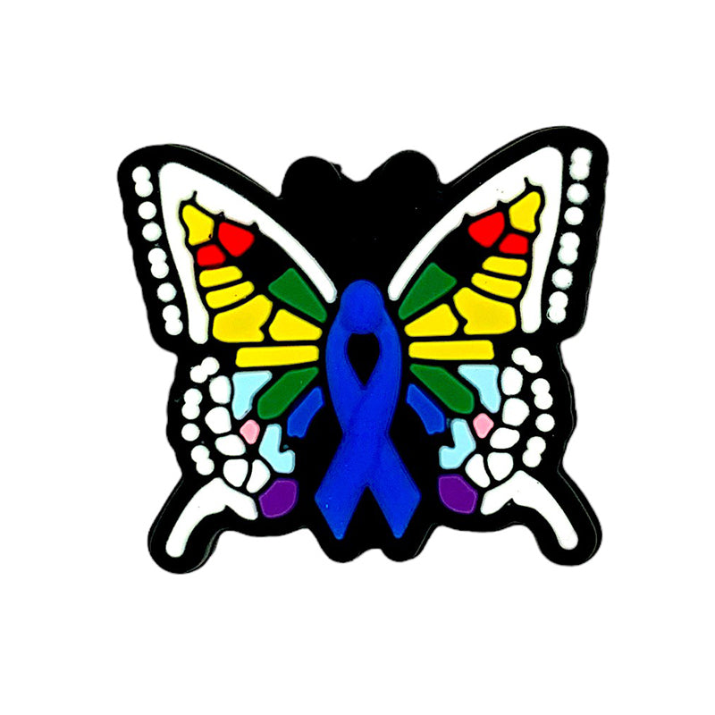 20pcs Silicone Focal Beads Ribbon Butterfly Front Facing