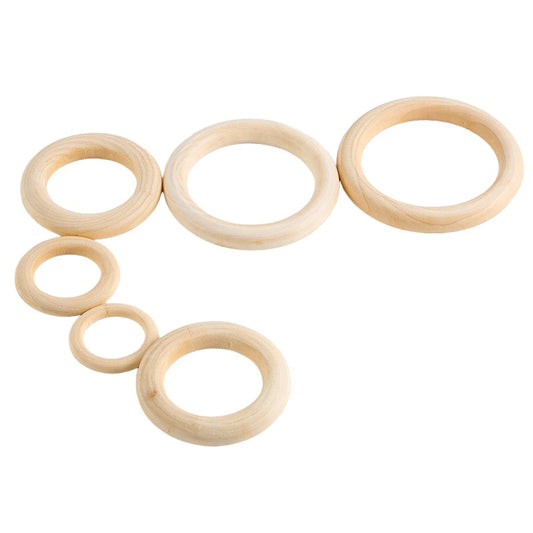 20pcs Unfinished Natural Schima Wood Ring Wooden Beads DIY Craft