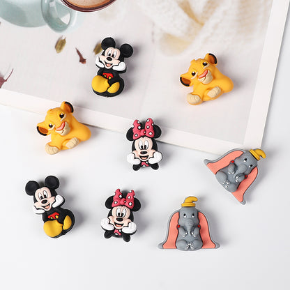 20Pcs Silicone 3D Focal Beads Round Ear Mouse Character Yellow Bear Round Tummy Large Gray Elephant Big Ears 2
