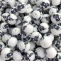 50pcs 15mm Elephant Print Silicone Beads Black and White Design