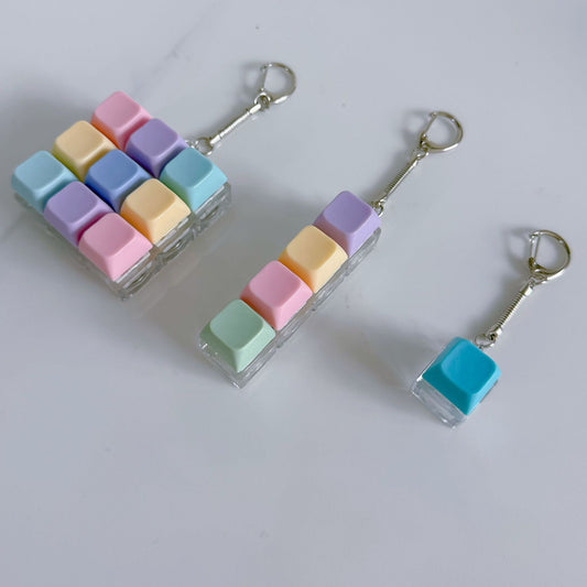 Plastic Keychain Button Mechanical Key Keyboard Fidget Toy