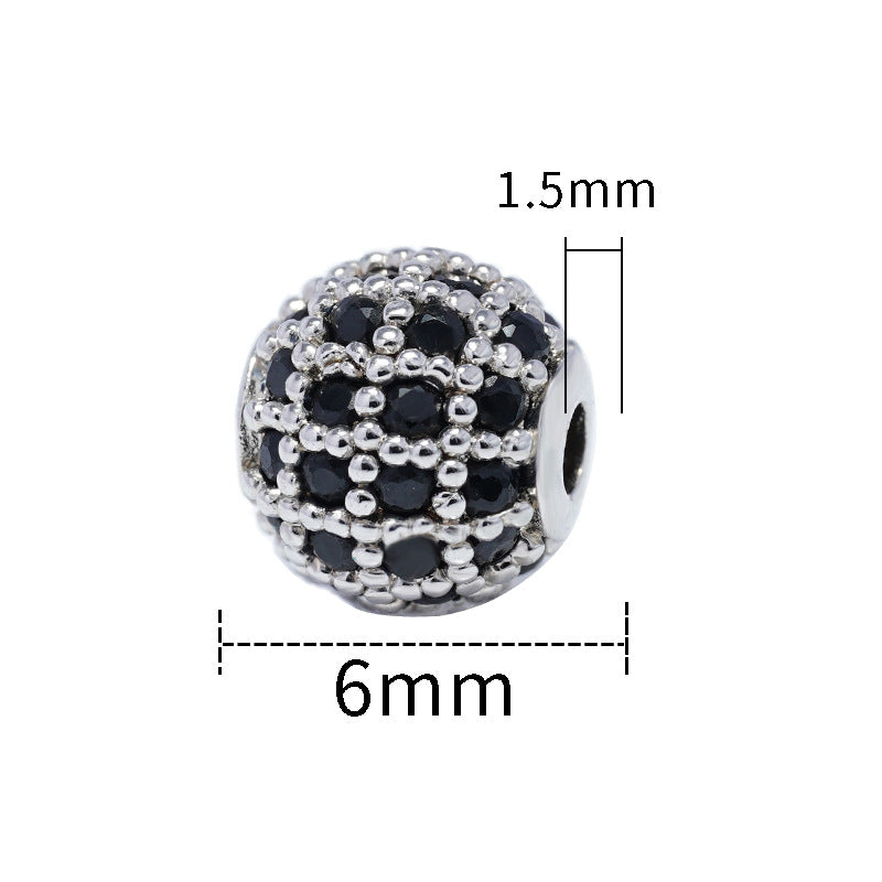 30pcs Fancy Zirconia Paved Brass Round Beads 4