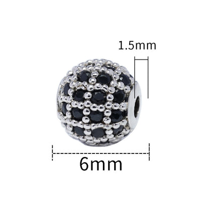 30pcs Fancy Zirconia Paved Brass Round Beads 4
