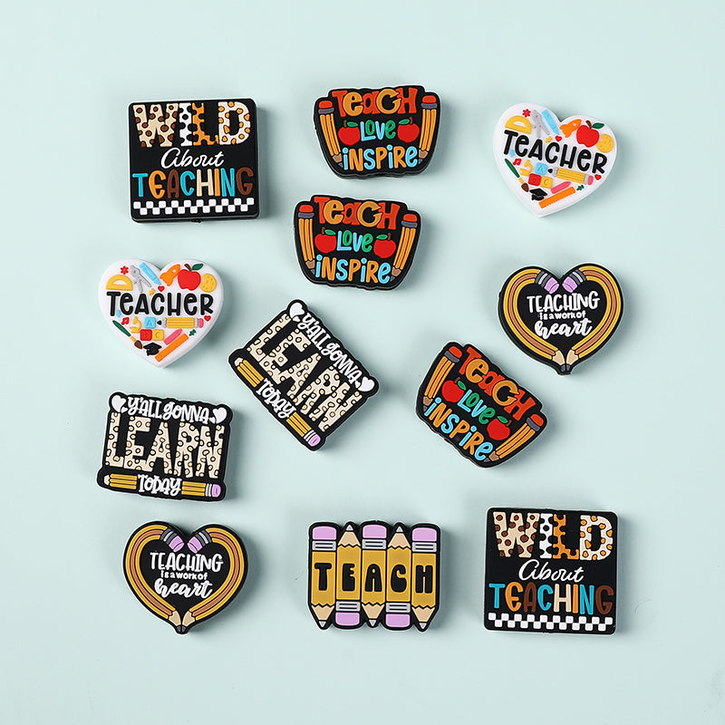 Silicone Focal Beads Teacher Heart Teaching Motivation Learn Designs 5